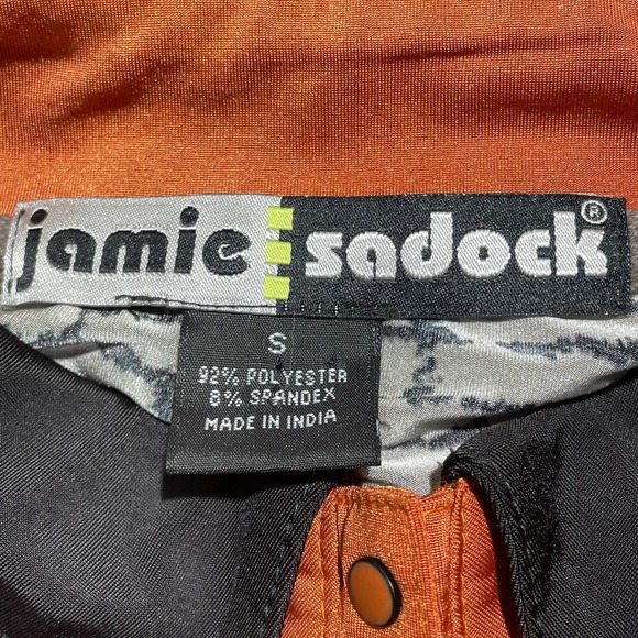 Jamie Sadock Top Womens Small Orange Black Short Sleeve Button Up Golf Shirt - Picture 8 of 10